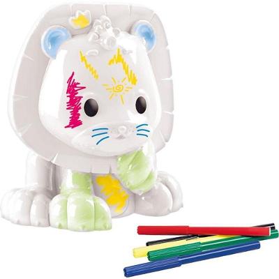 Boneco Joy Leãozinho Pintura com Canetinhas Laváveis Branco Samba Toys