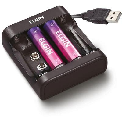 Carregador de Bateria Elgin USB AA-AAA 9V 1500mAh Ni-MH com Pilhas