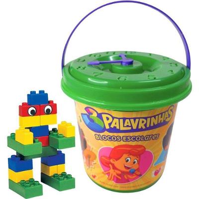 Brinquedo de Montar 3 Palavrinhas Balde com Blocos e Relógio Big Star
