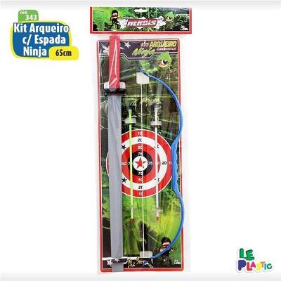 Kit Arqueiro com Espada 65CM Arco e Flechas Ninja Le Plastic