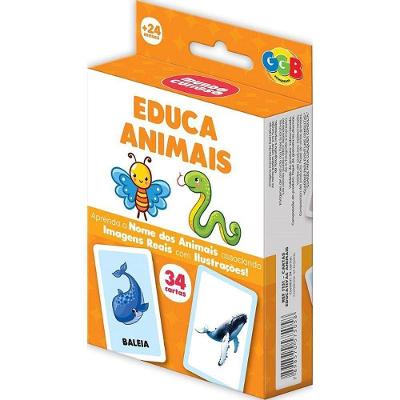 Jogo de Cartas Educativo Educa Animais 34 Cartas com Imagens Reais GGB Plast