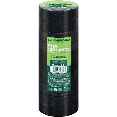 Kit 10 Fitas Isolantes 18mmx20m Anti Chama Até 600V Sulamericana Fantasias