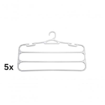 Kit 5 Cabides para Calças 3 Divisórias Reforçado Gancho Giratório Cristal