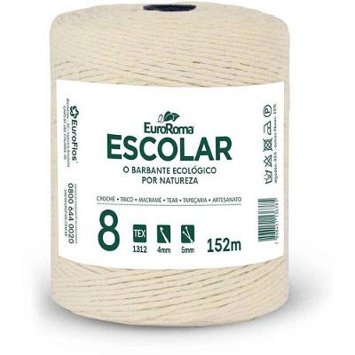 Barbante Cru Escolar 4-8 Fios 200G 152M Creme 4 Unidades Euroroma
