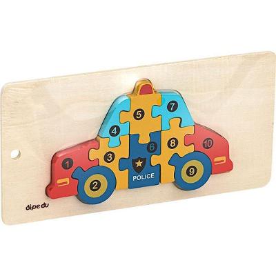 Quebra-cabeça Madeira Dipedu Carro 10 Peças Coloridas BRW