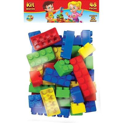Brinquedo de Montar Blocos 48 Peças Colorido GGB Plast