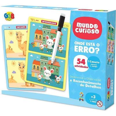 Jogo Educativo Onde Está o Erro 54 Atividades Caneta Escreve e Apaga GGB Plast