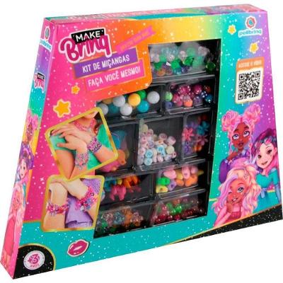 Kit de Miçangas Make Brinq Pulseiras Colares e Brincos Polibrinq