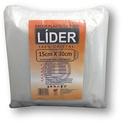 Saco Plástico Polietileno PEBD 15x30cm 0,06mm 400 Unidades Central Plast