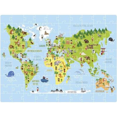 Quebra-Cabeça Cartonado Mundi 100 Peças Mapa-Múndi Coluna