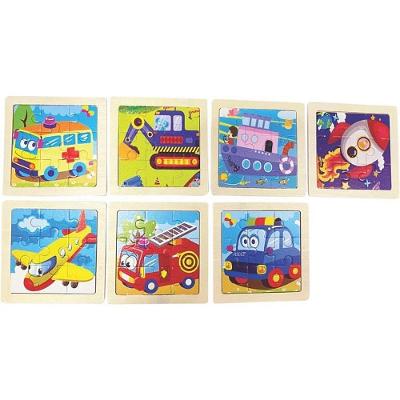 Quebra-Cabeça de Madeira Transportes 9 Peças Pacote com 10 Toy Mix