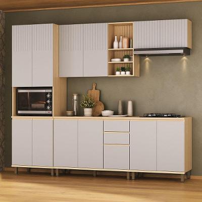 Cozinha Completa Aura 18 Portas 4 Gavetas MDF Carvalho e Cinza Cristal Luciane