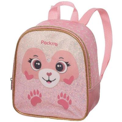 Lancheira Térmica Teddy Bear Cetim Glitter Orelhas 3D Lantejoulas Rosa Pacific