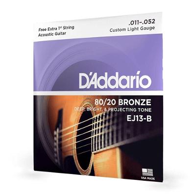 Encordoamento para Violão EJ13-B 80-20 Bronze 11-52 Leve Custom D'Addario