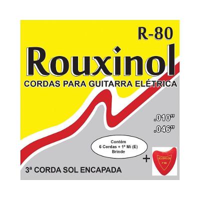 Encordoamento Guitarra R80 .010 com Corda Extra Aço Rouxinol