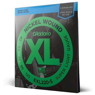 Encordoamento Contrabaixo EXL220-5 Cordas XL Nickel Wound D'Addario