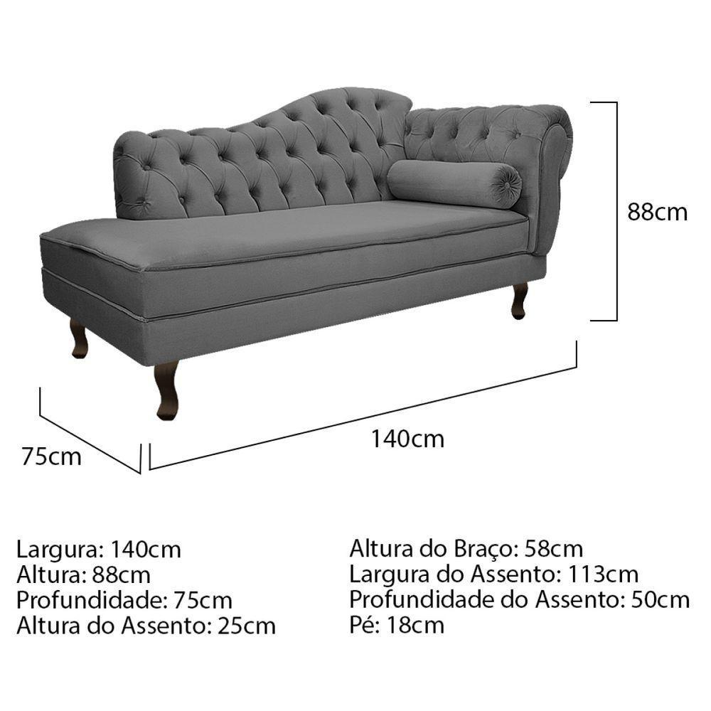 Kit Diva 140Cm Lado Esquerdo E 02 Poltronas Julia Linho - Doce Sonho Móveis Cinza Escuro - 3