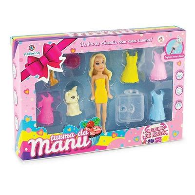 Boneca Turma da Manu com Vestidos e Acessórios Polibrinq