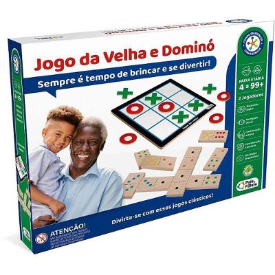 Kit Jogo de Mesa Jogo da Velha e Dominó Clássico Pais & Filhos