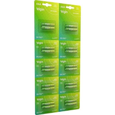 Pilha Alcalina AAA Elgin Cartela 10 Blisters de 2 Unidades 1,5V