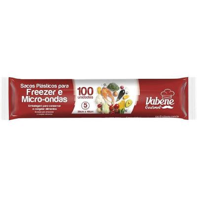 Saco Plástico em Bobina 28x40CM 5L Freezer e Micro-ondas Polímero Virgem 100 Unidades Vabene