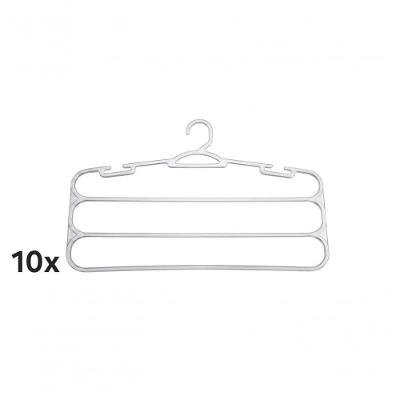 Kit 10 Cabides para Calças 3 Divisórias Reforçado Closet Cristal