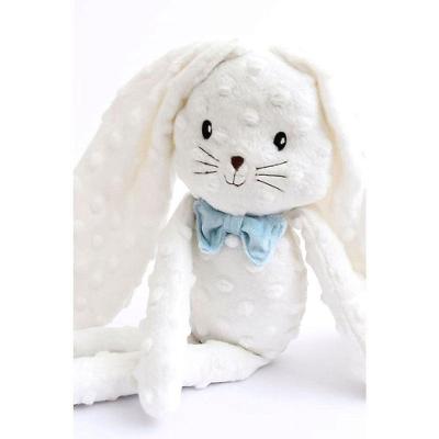Pelucia Coelho Laço Azul Orelhas Longas 43cm Branco Zip