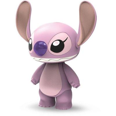 Boneco Stitch Angel 24cm com Som Braços Articulados e Comidinha Rosa Elka
