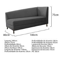 Diva Recamier Heitor 140Cm Lado Esquerdo Linho - Doce Sonho Móveis Cinza Escuro - 6
