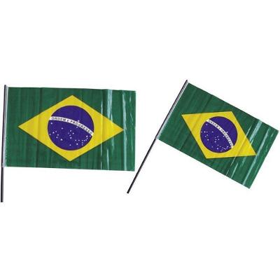 Bandeira do Brasil Haste de Mão 30x47CM com 6 Unidades Real Seda