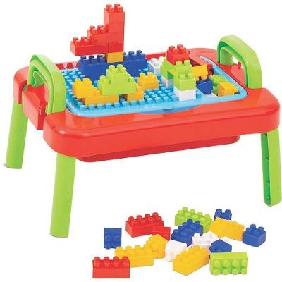Mesa Mercoblocks Brinquedo de Montar 64 Peças Retrátil Mercotoys