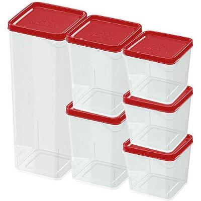 Conjunto 6 Potes Plásticos Modulares BPA Free Hermético Vermelho Nitron Plast