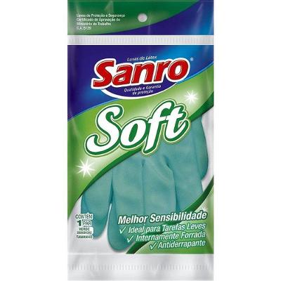 Luva de Limpeza Soft Látex Natural Forro Flocado Antiderrapante Verde São Roque