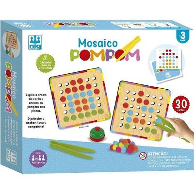 Mosaico Pompom Educativo com Pinça e Cartas Montessori Nig Brinquedos