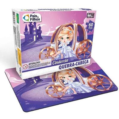 Quebra-cabeça Cartonado Cinderela 60 Peças para Crianças Pais & Filhos