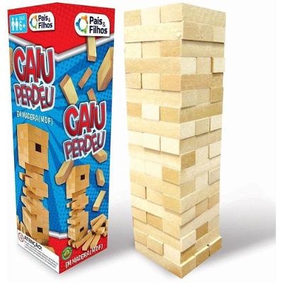 Jogo de Mesa Caiu Perdeu Blocos MDF Pais & Filhos