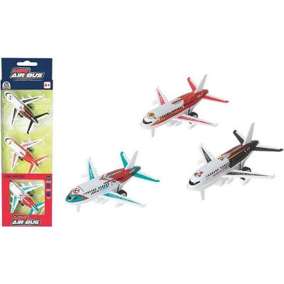 Kit Aviões de Brinquedo Mini Air Bus 3 Unidades Fricção Braskit