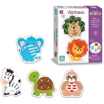 Brinquedo Educativo Alinhavo 6 Animais Madeira Cadarços Nig Brinquedos