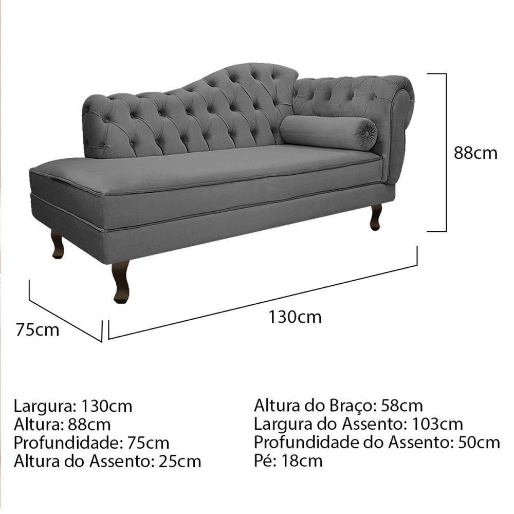 Kit Diva 130Cm Lado Esquerdo E 02 Poltronas Julia Linho - Doce Sonho Móveis Cinza Escuro - 2