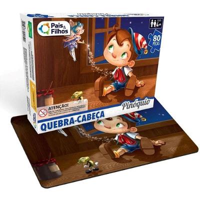 Quebra-cabeça Cartonado Pinóquio 80 Peças Estimula Raciocínio Pais & Filhos