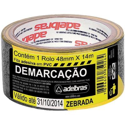 Fita para Demarcação de Solo PVC Amarela e Preta 48mm X 14m Adelbras