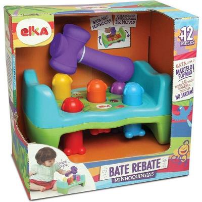 Brinquedo Bate Rebate Minhoquinhas com Martelo para Bebês Verde Elka