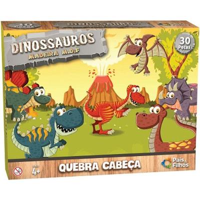 Quebra-Cabeça Madeira Dinossauro 30 Peças Educativo Pais & Filhos