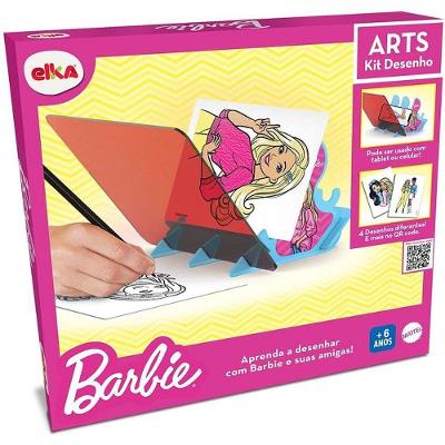 Kit de Colorir Barbie Arts Kit com Base de Apoio e Adesivos Elka
