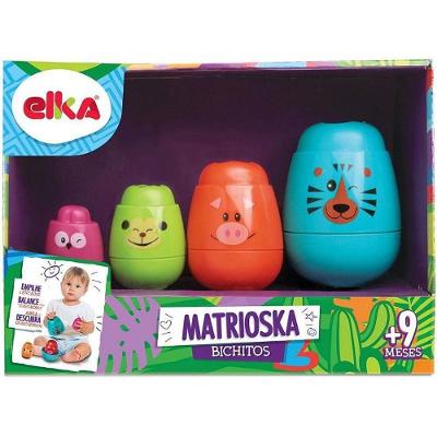 Brinquedo Educativo Matrioska Bichitos 4 Animais Empilháveis Elka