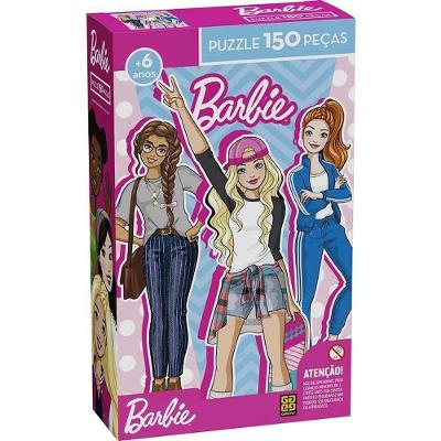 Quebra-Cabeça Cartonado Barbie 150 Peças Desenvolvimento Cognitivo Grow