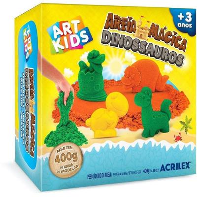 Massa Areia Mágica Dinos 400g com 10 Moldes Dinossauros Acrilex