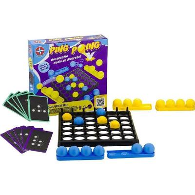 Jogo de Mesa Ping Pong com Cartas de Desafio 5 Anos Azul Estrela