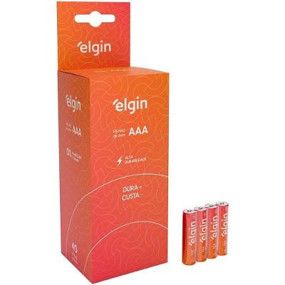 Pilha Zinco Carvão Elgin AAA RO3 Tubo com 40 Unidades