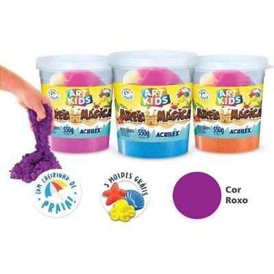 Massa de Modelar Areia Mágica Roxo 550g com Forminhas Acrilex